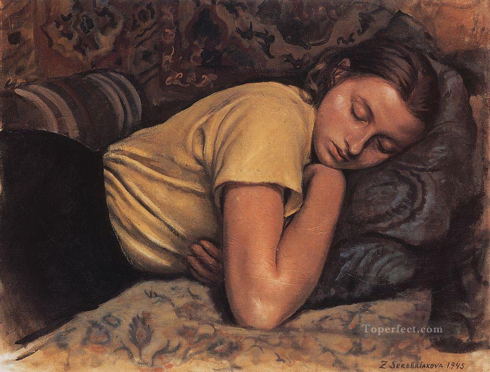 sleeping katya 1945 Russian Oil Paintings